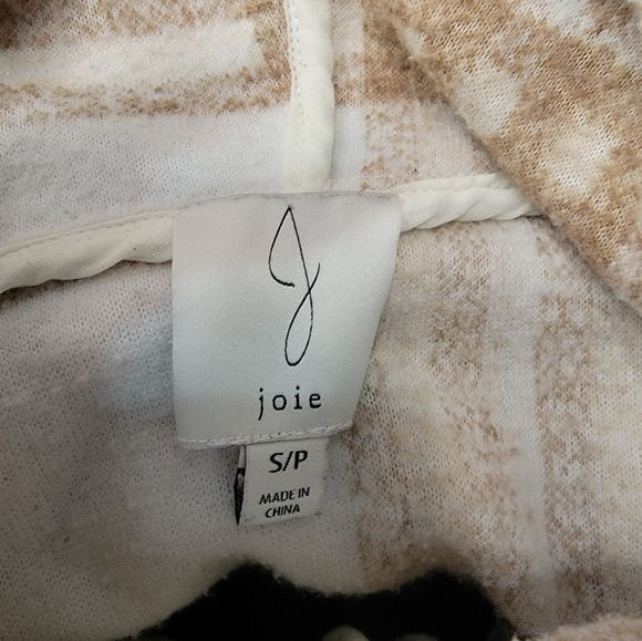 Joie Sweater Sz S Half Zip Flannel Popover Hooded Plaid - Picture 5 of 7